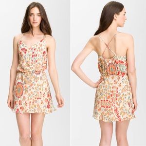 Haute Hippie Dress Floral Silk Wrap Front Short L